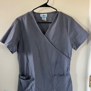 Grey Scrub Top with Pockets